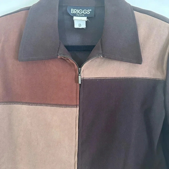 Vintage Colorblock faux suede full zip jacket brown size 8 - Picture 3 of 7